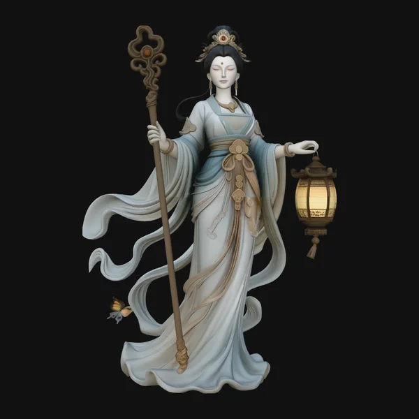 Lantern Bearer Goddess Statue Design 2