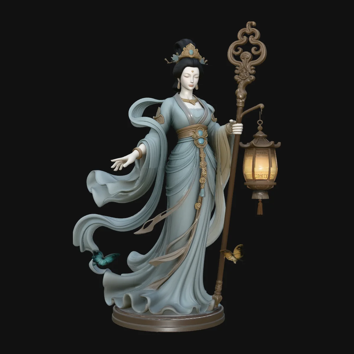 Lantern Bearer Goddess Statue Design 3