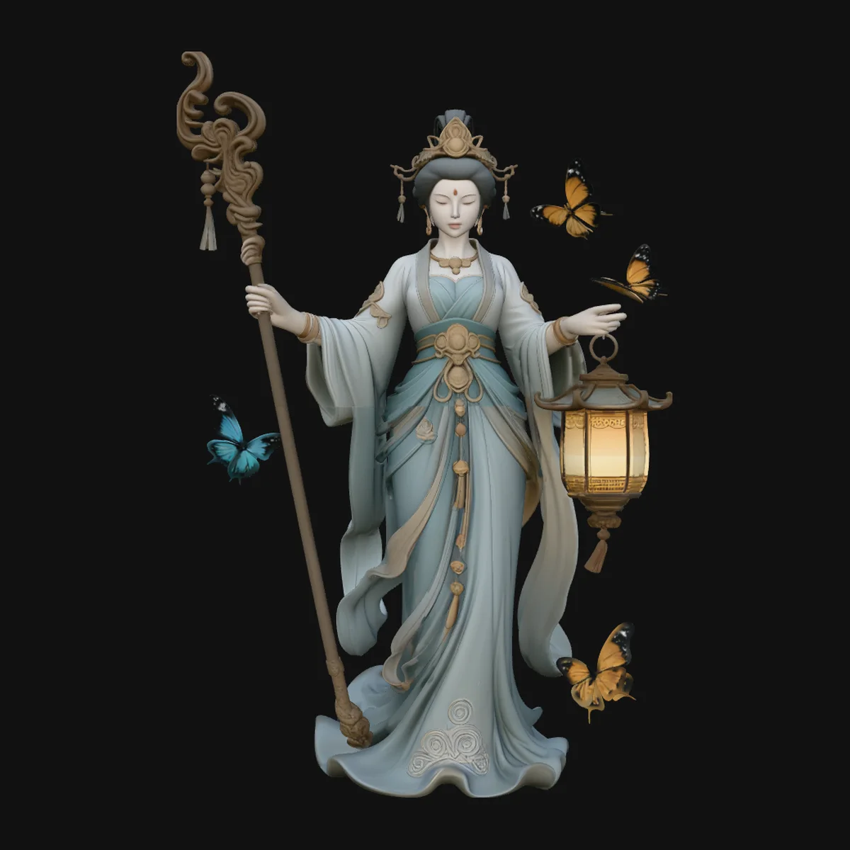 Lantern Bearer Goddess Statue Design 4