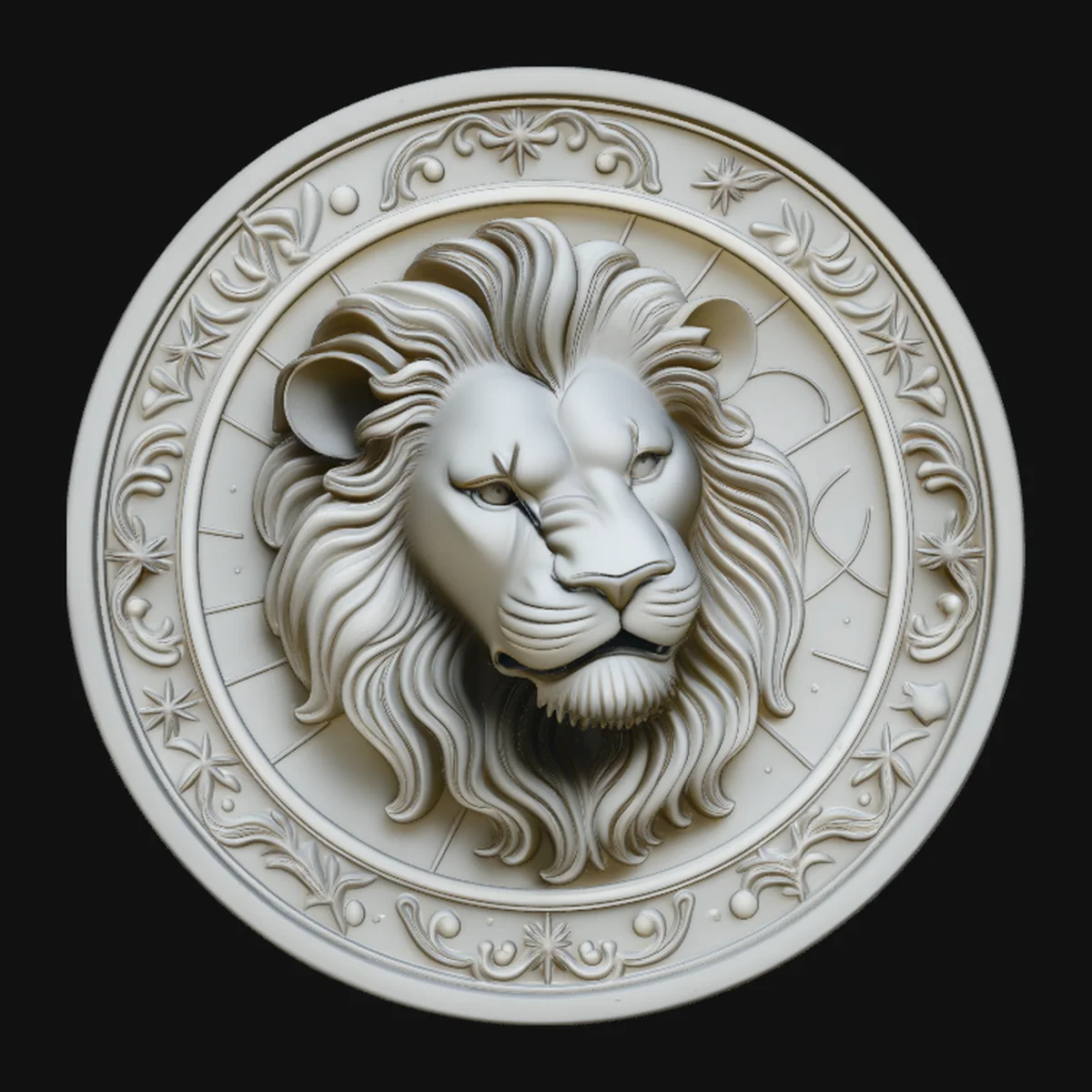 Leo Zodiac Relief Medallion Pendant Design 1