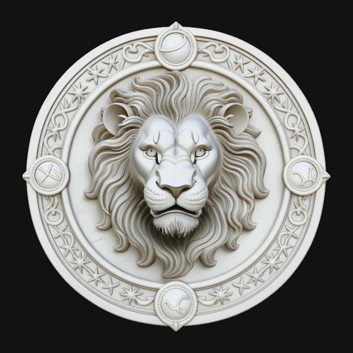 Leo Zodiac Relief Medallion Pendant Design 3