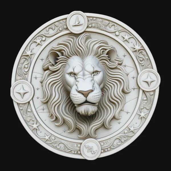 Leo Zodiac Relief Medallion Pendant Design 4