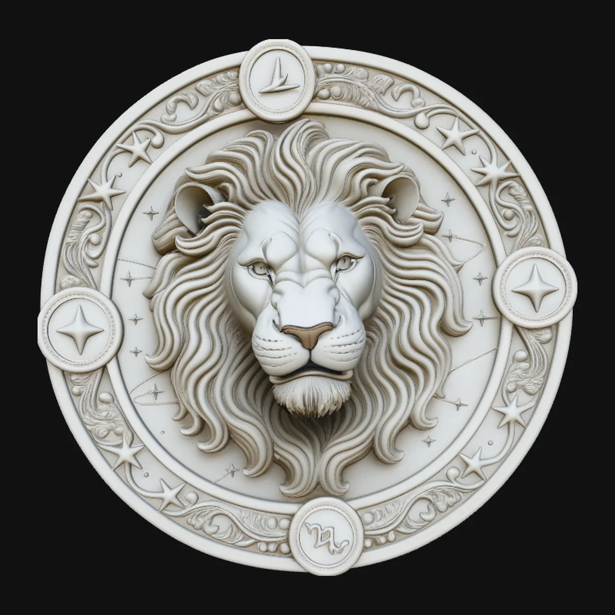 Leo Zodiac Relief Medallion Pendant Design 4