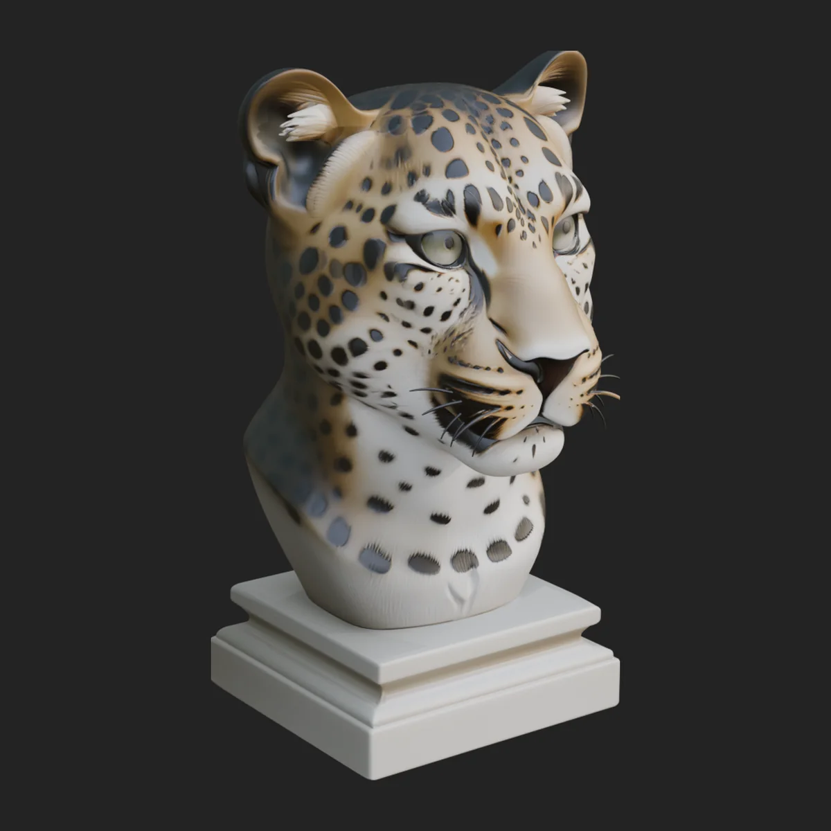 Leopard Bust Statue Design 3