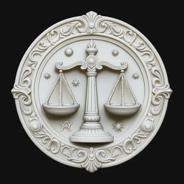Libra Zodiac Relief Medallion Pendant Design 1