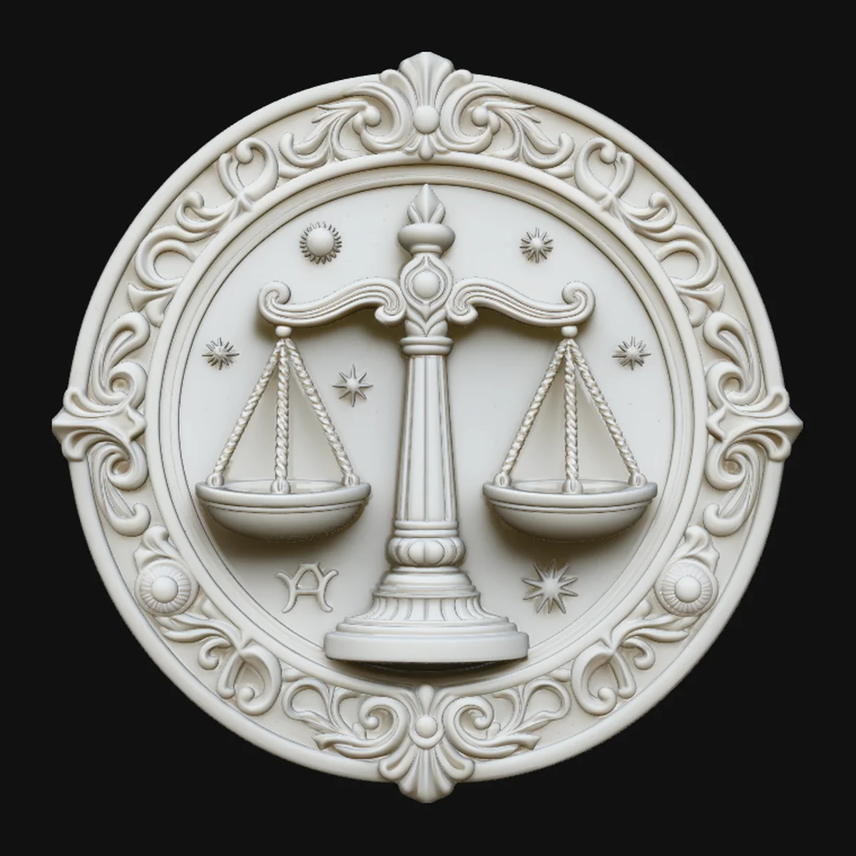 Libra Zodiac Relief Medallion Pendant Design 1