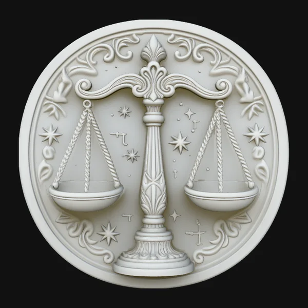 Libra Zodiac Relief Medallion Pendant Design 2
