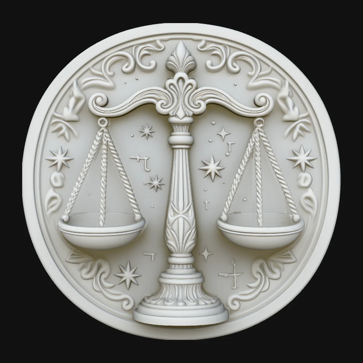 Libra Zodiac Relief Medallion Pendant Design 2