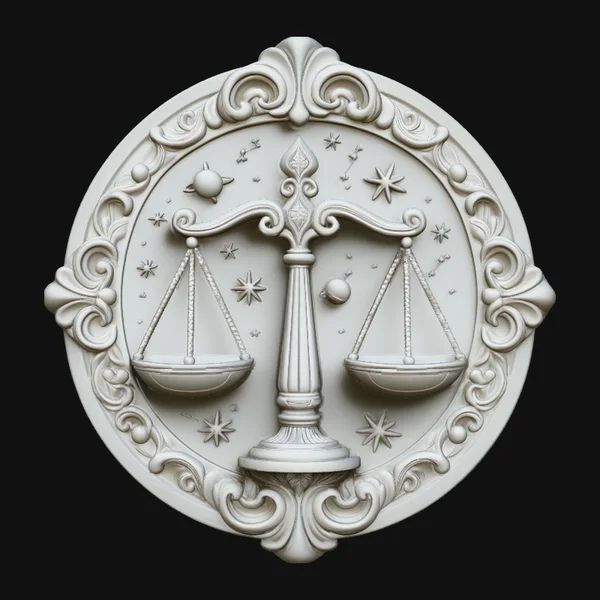 Libra Zodiac Relief Medallion Pendant Design 3
