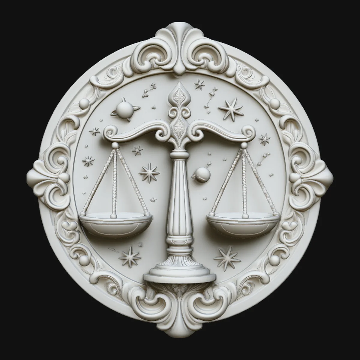 Libra Zodiac Relief Medallion Pendant Design 3
