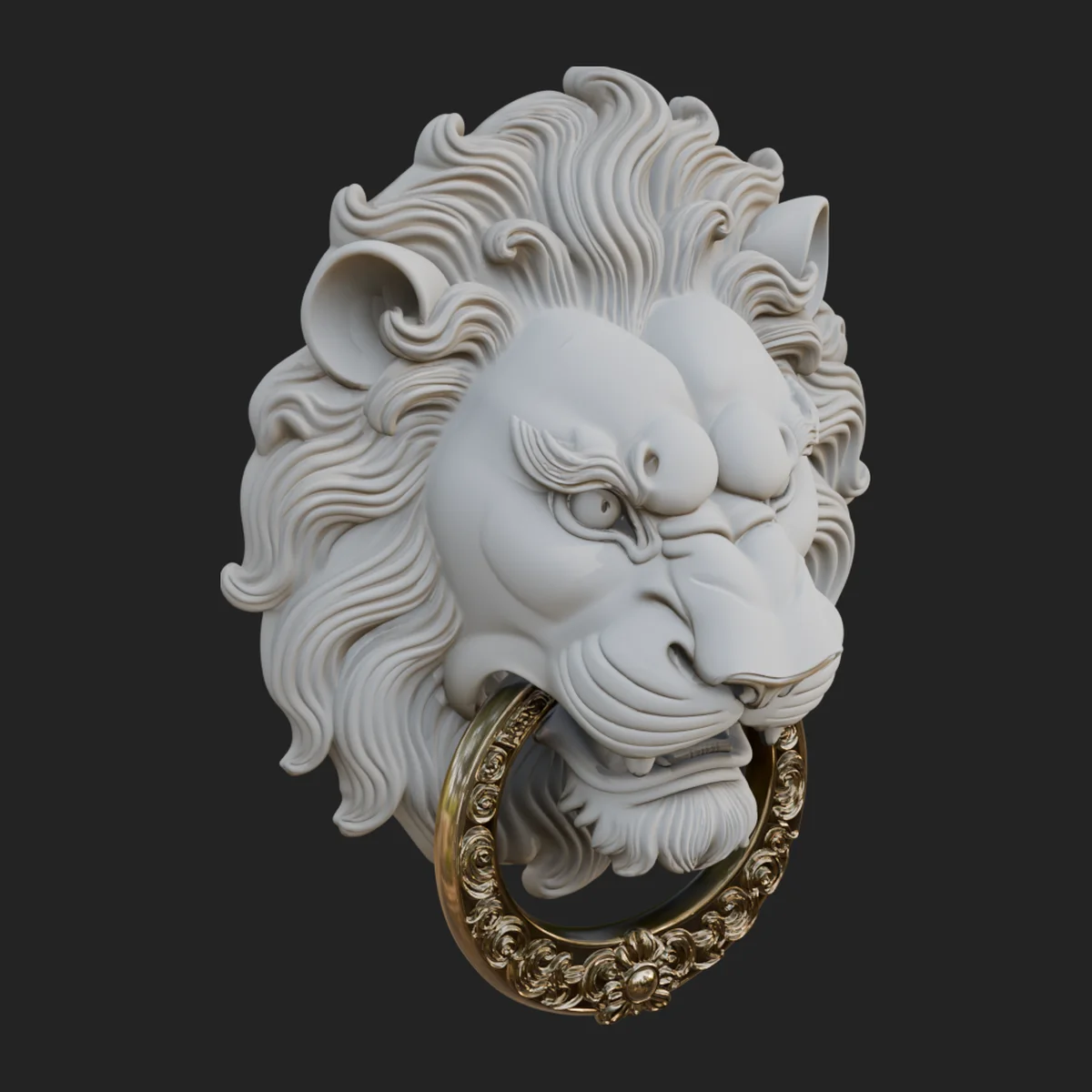 Lion Head Door Knocker Plaque Design 1