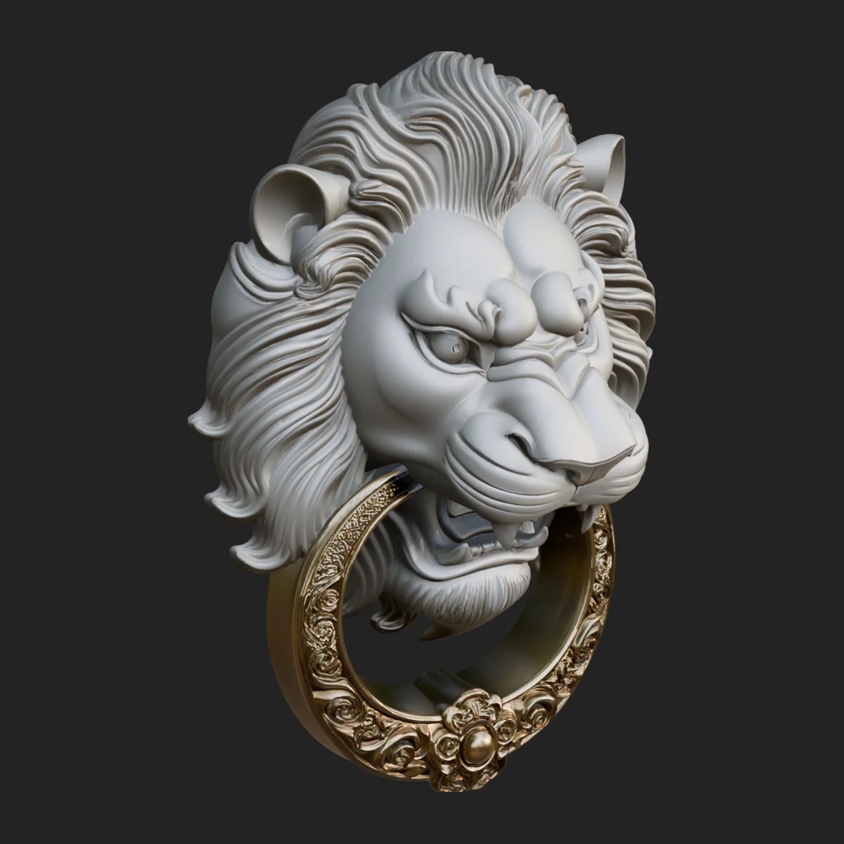 Lion Head Door Knocker Plaque Design 2