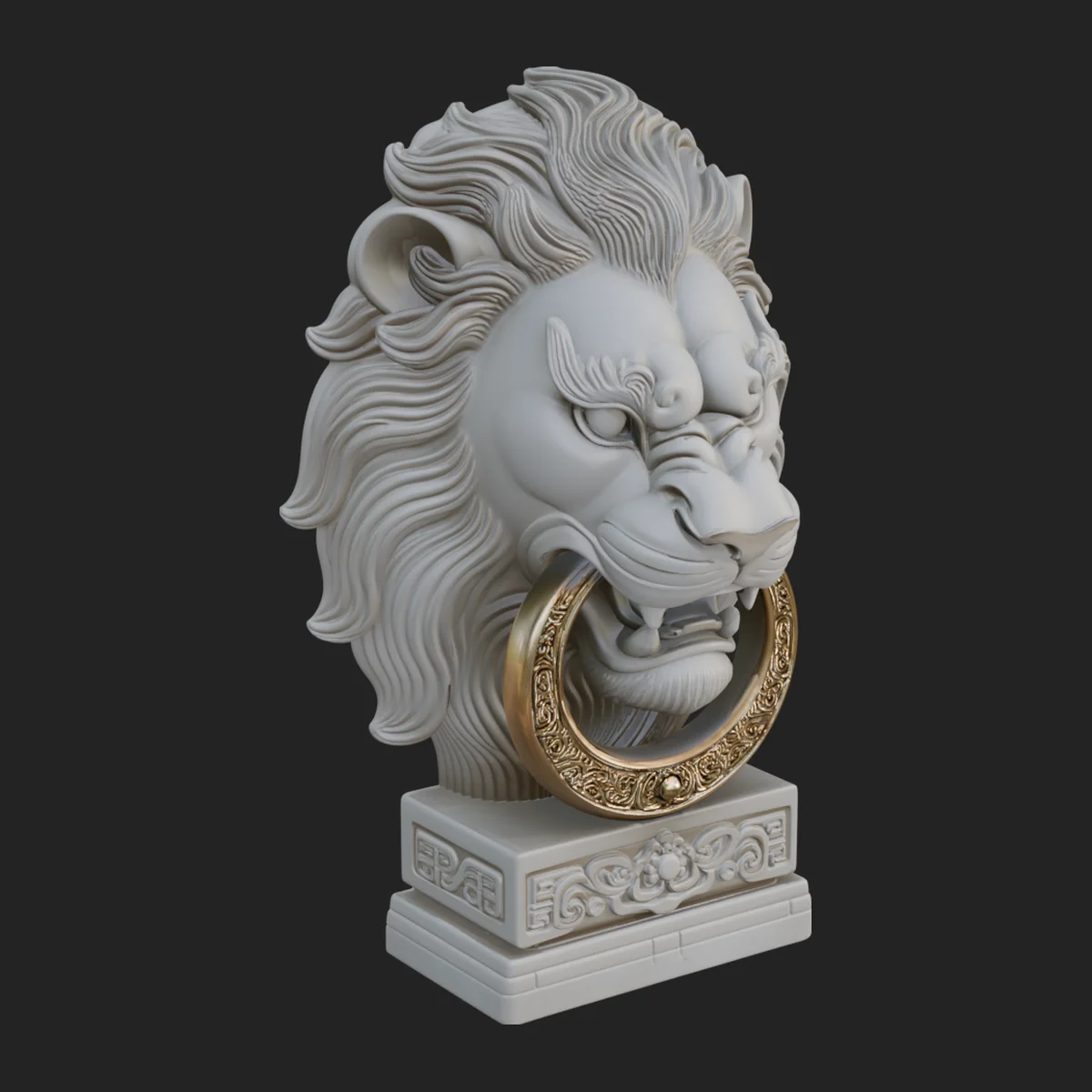 Lion Head Door Knocker Plaque Design 3