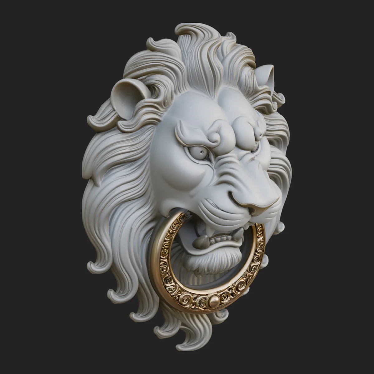 Lion Head Door Knocker Plaque Design 4
