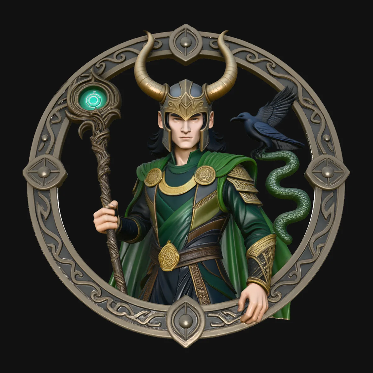 Loki Relief Medallion Pendant Design 1