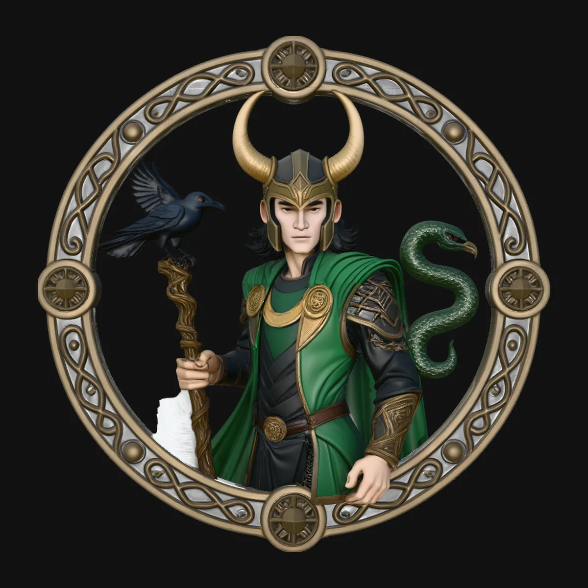 Loki Relief Medallion Pendant Design 2