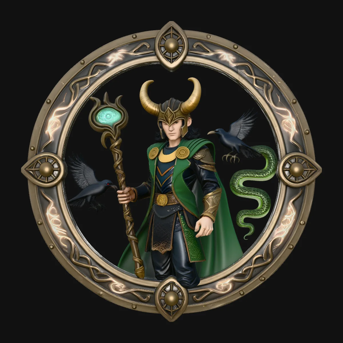 Loki Relief Medallion Pendant Design 3