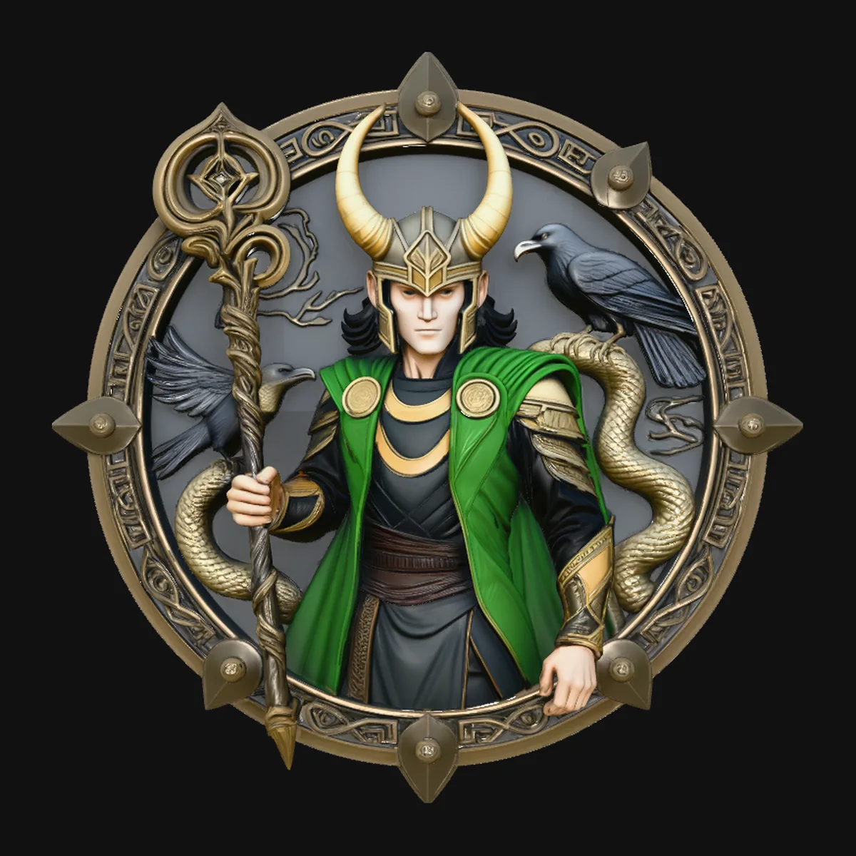 Loki Relief Medallion Pendant Design 4