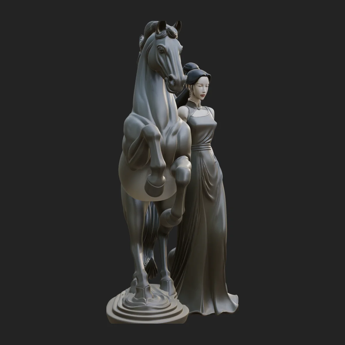 Maiden with Unicorn Statue Design 4