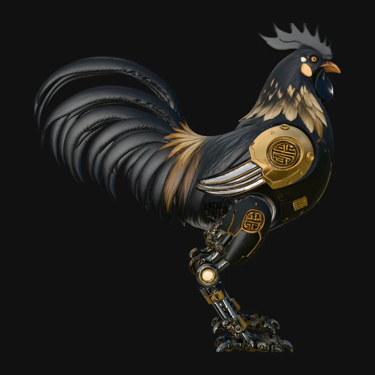 Mechanical Rooster Statue Design 2