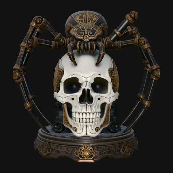 Mechanical Spider on Skull Statue Design 1