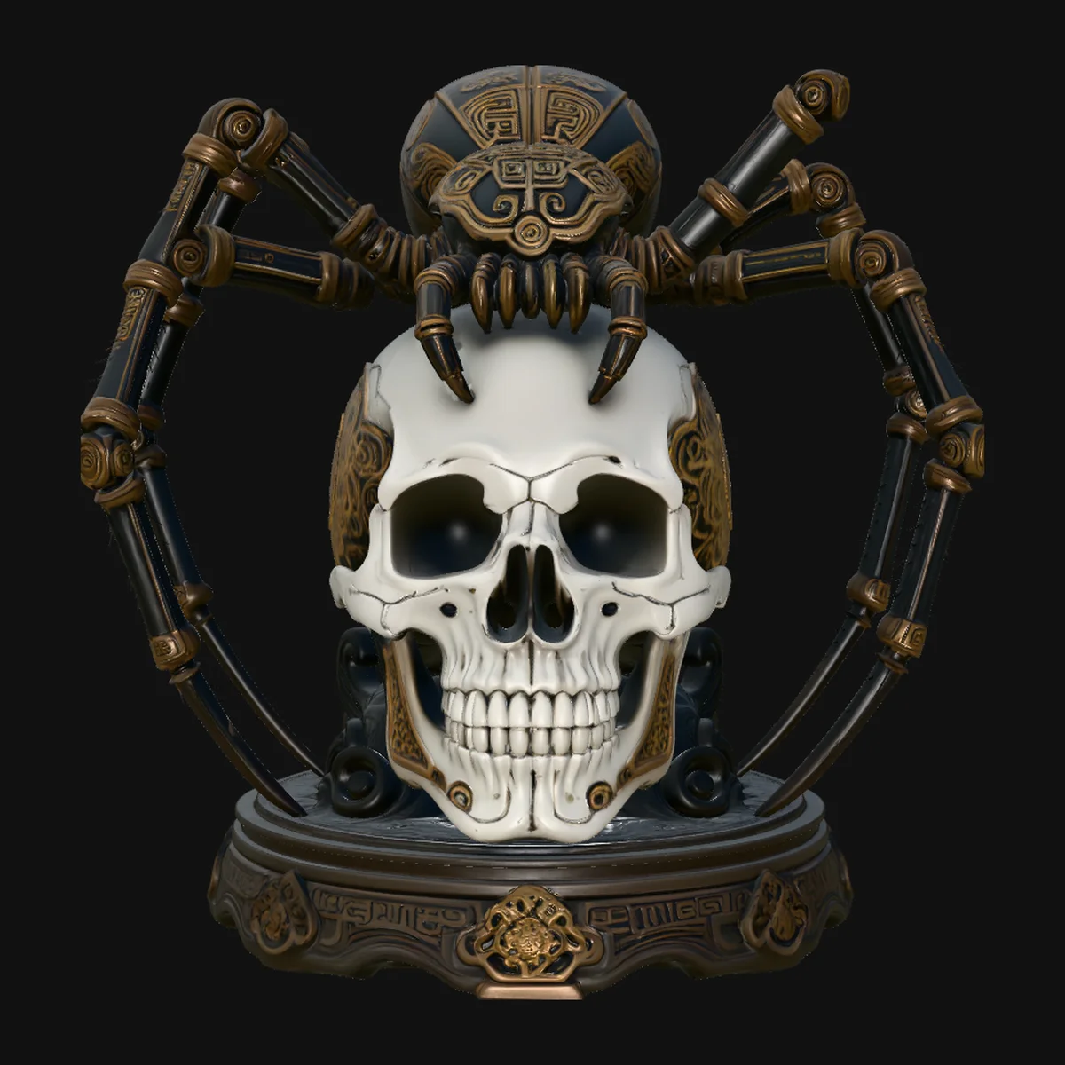 Mechanical Spider on Skull Statue Design 1