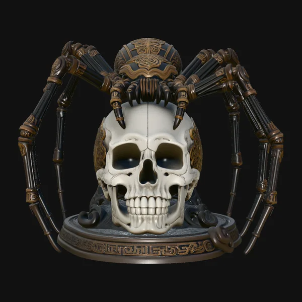 Mechanical Spider on Skull Statue Design 2