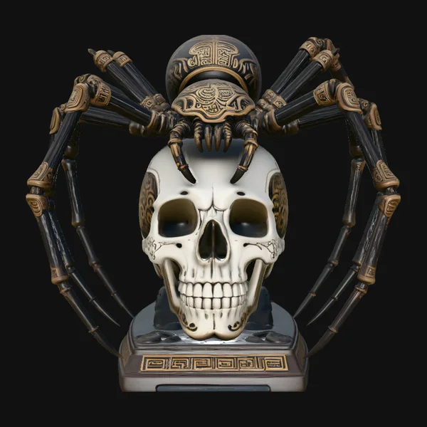 Mechanical Spider on Skull Statue Design 3