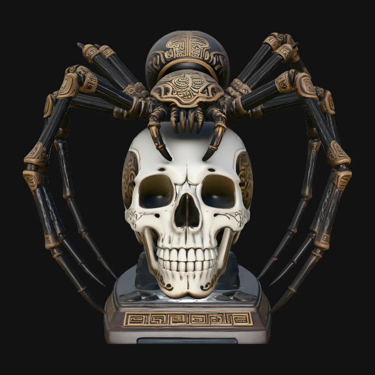 Mechanical Spider on Skull Statue Design 3