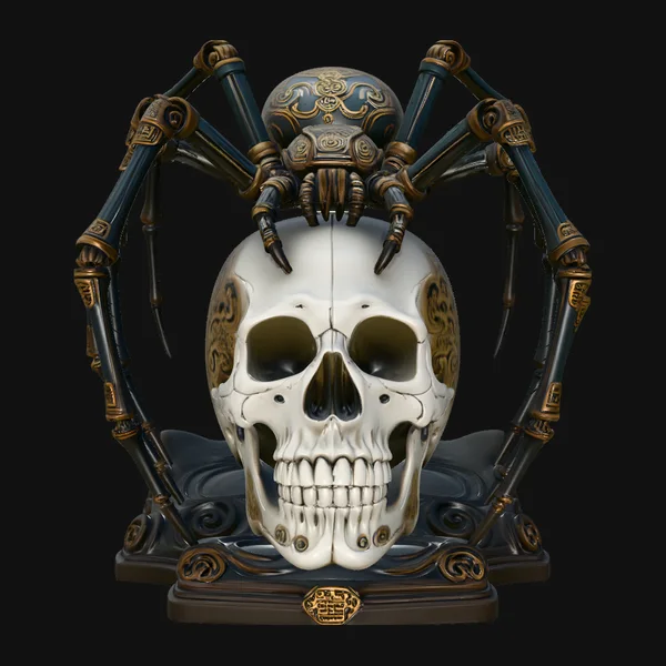 Mechanical Spider on Skull Statue Design 4