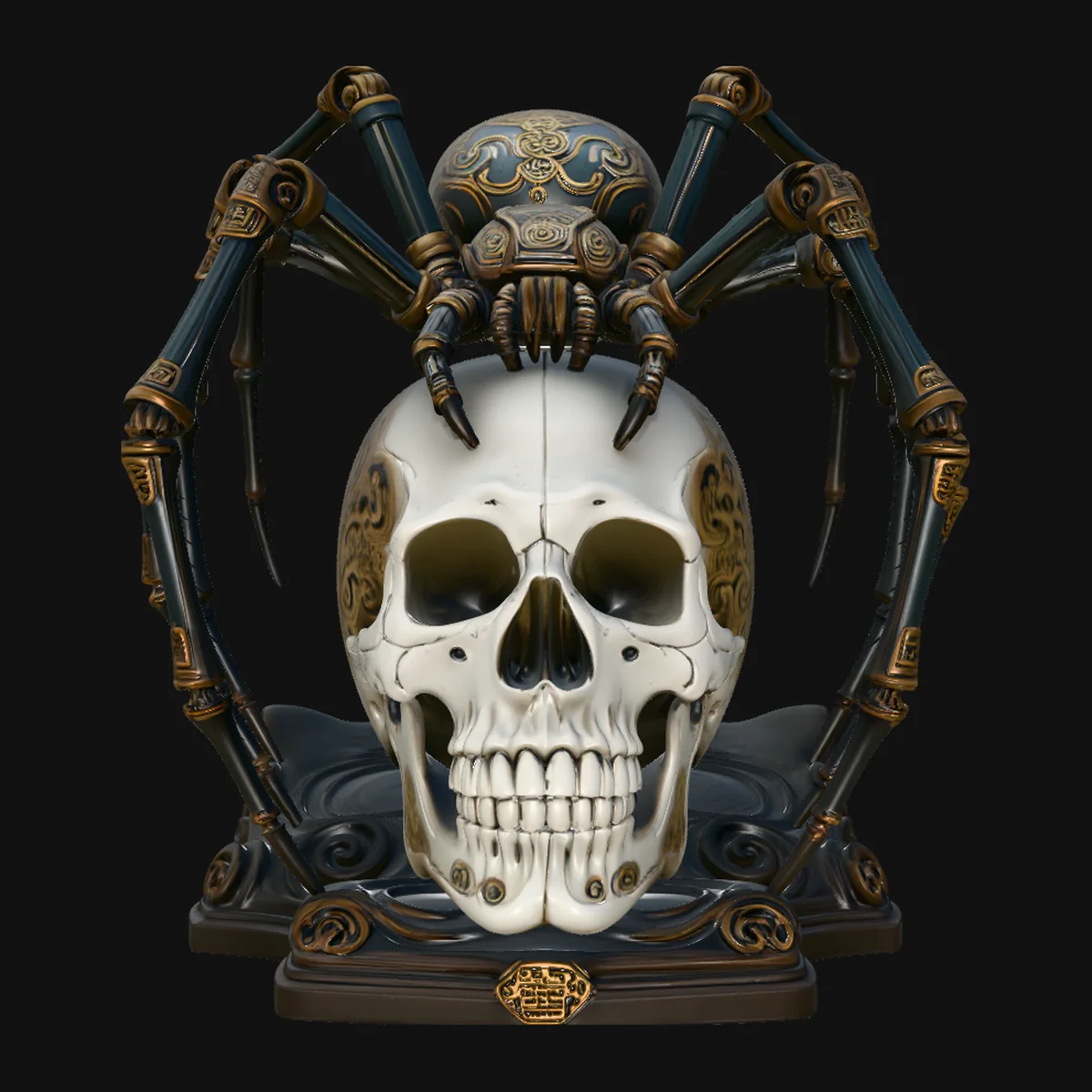 Mechanical Spider on Skull Statue Design 4