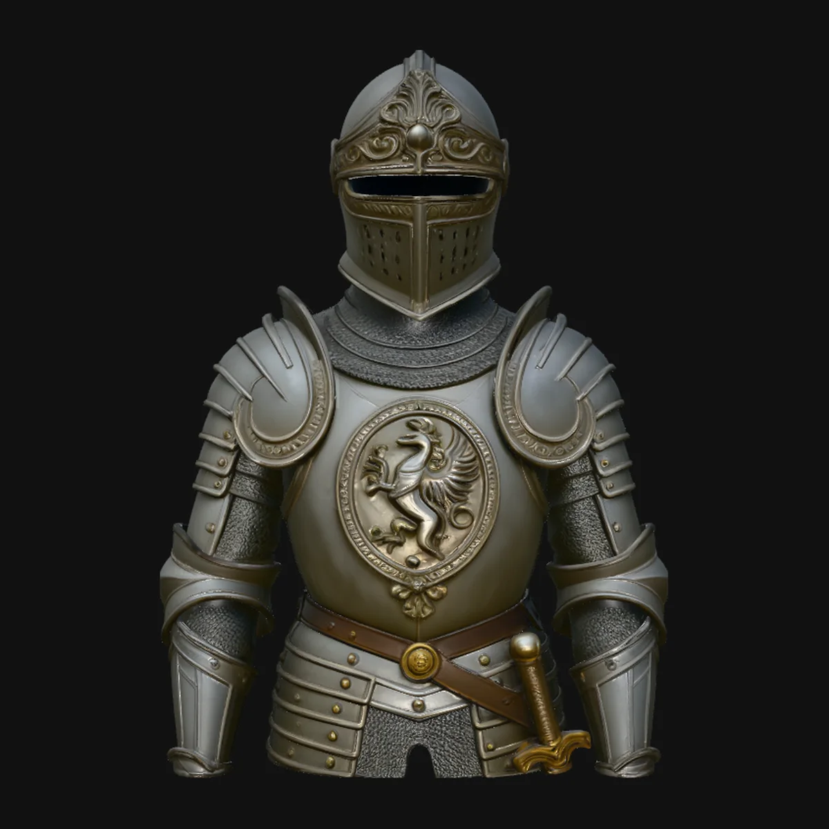 Medieval Knight Armor Bust Statue Design 2