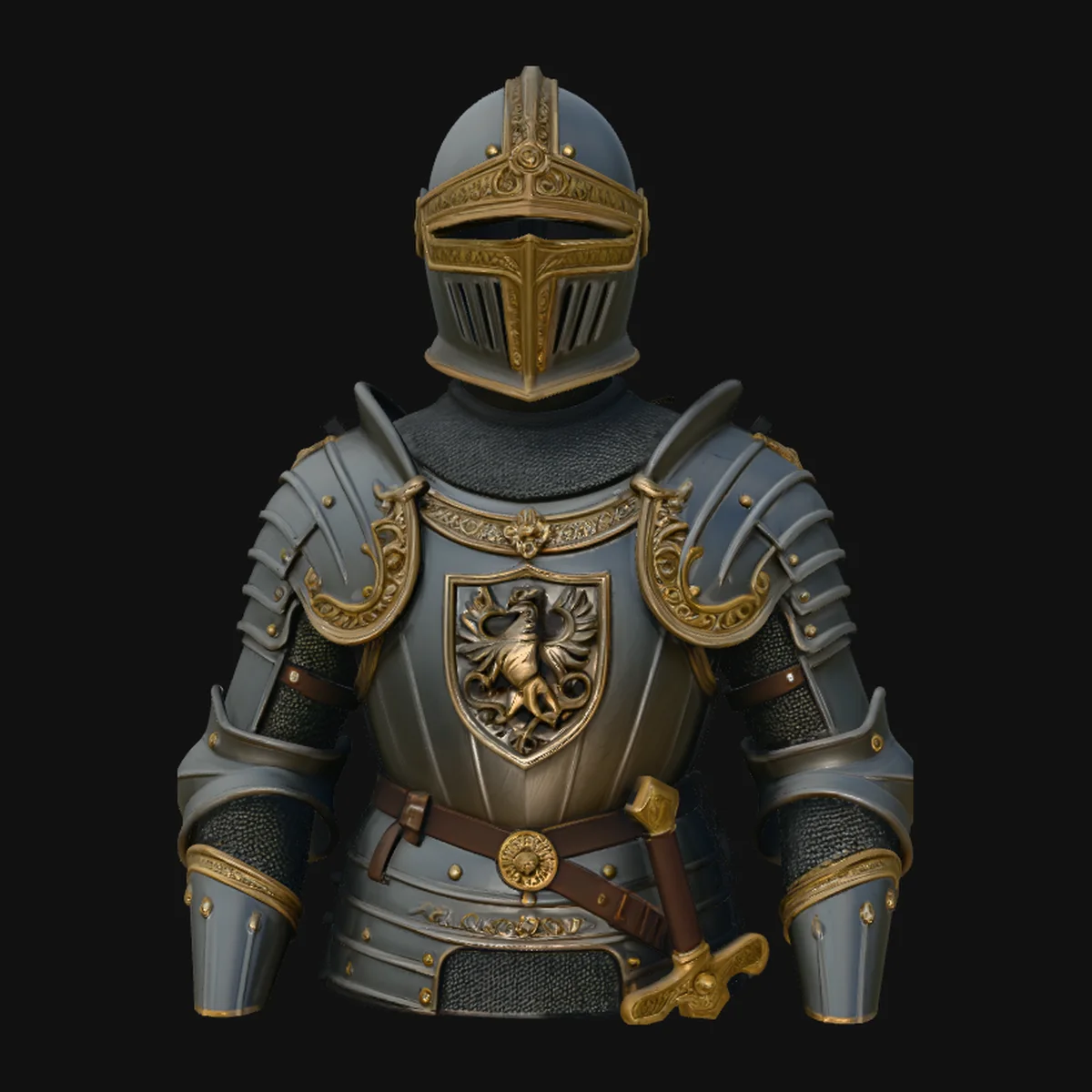 Medieval Knight Armor Bust Statue Design 3