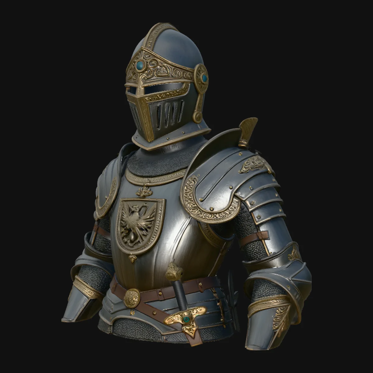 Medieval Knight Armor Bust Statue Design 4