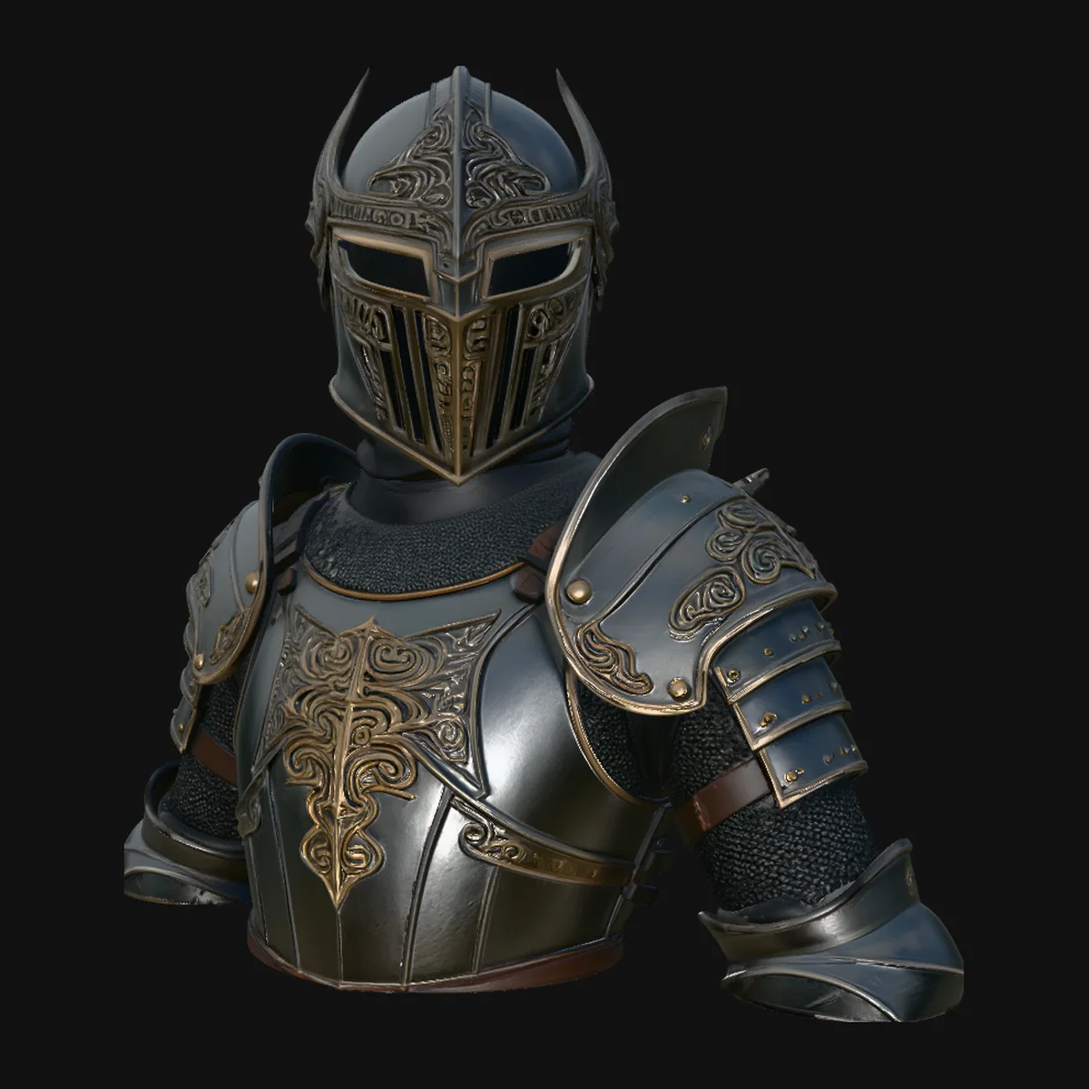Medieval Knight Armor Bust Statue Design 5