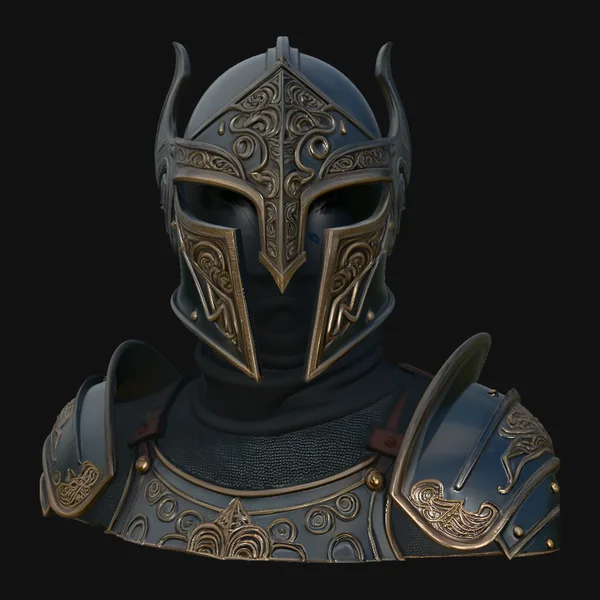 Medieval Knight Armor Bust Statue Design 7