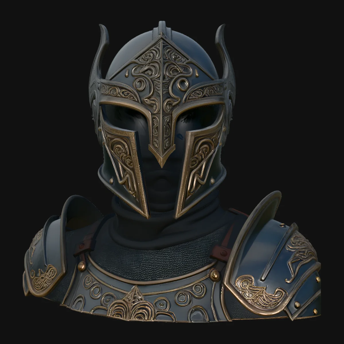 Medieval Knight Armor Bust Statue Design 7