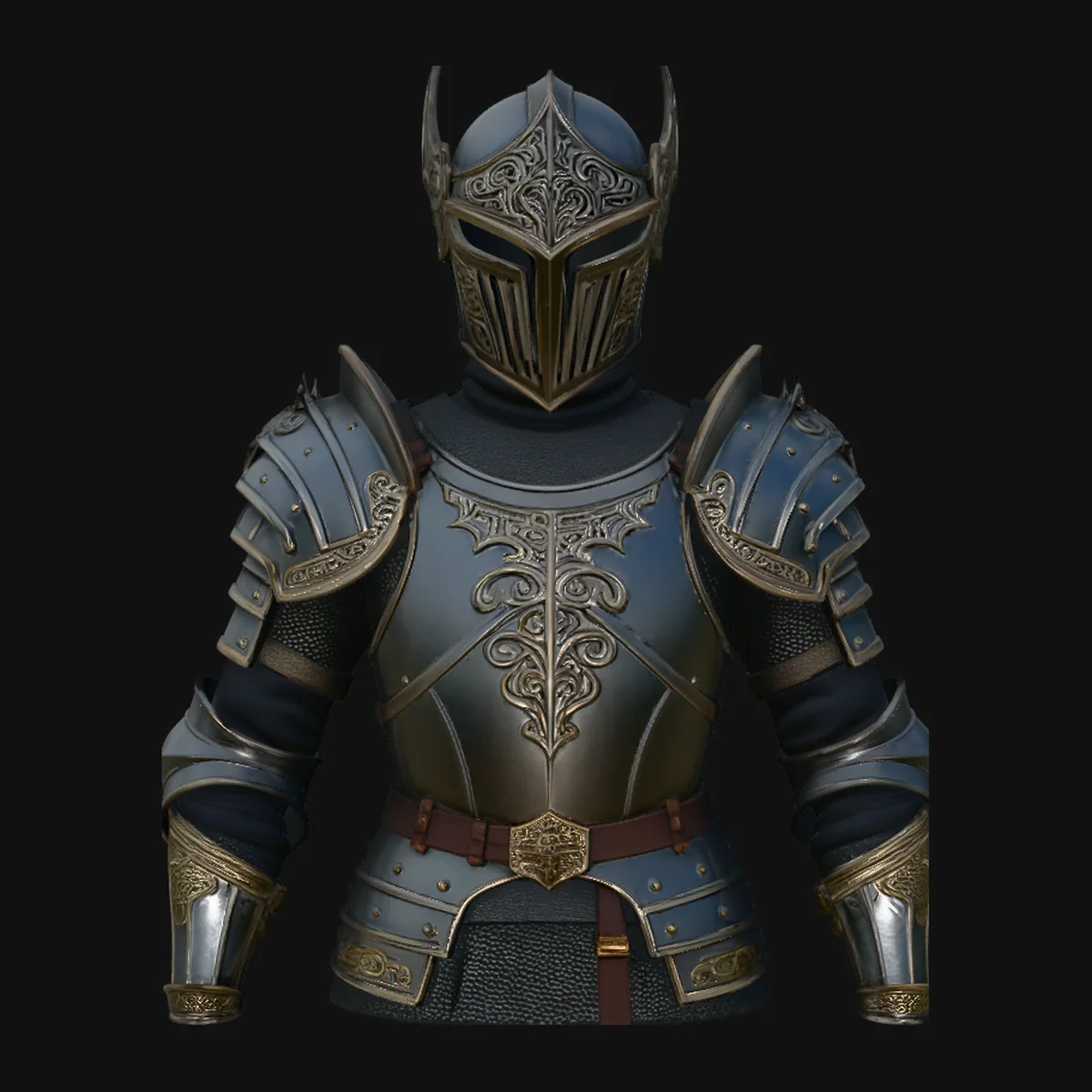 Medieval Knight Armor Bust Statue Design 8