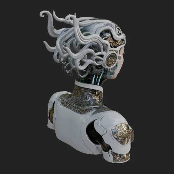 Medusa Cyborg Bust Statue Design 1