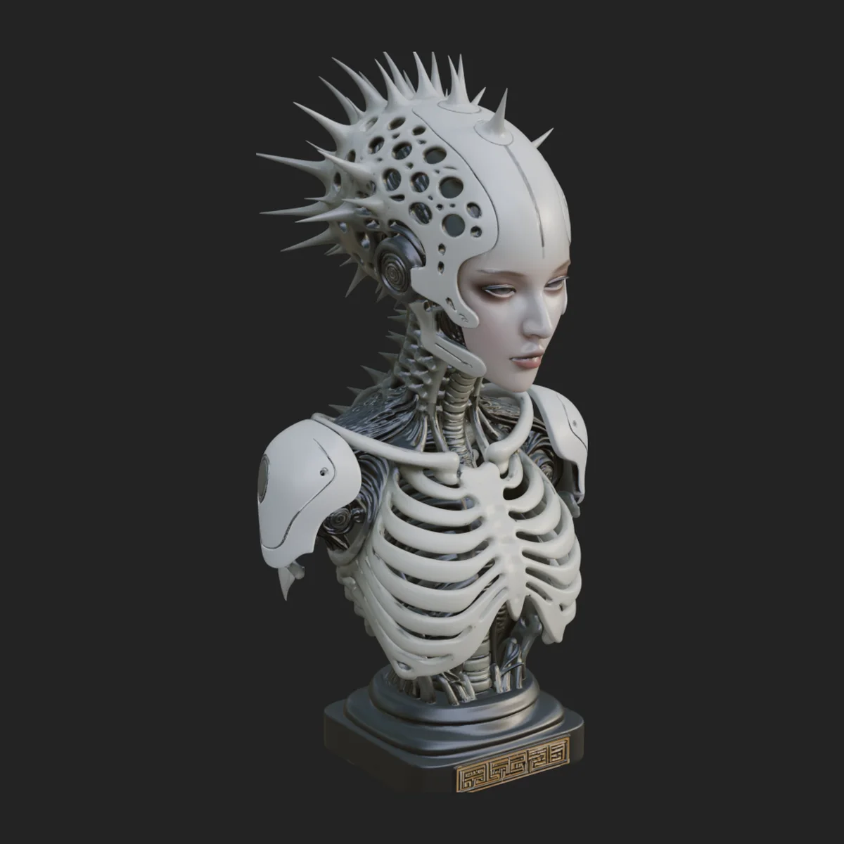 Medusa Cyborg Bust Statue Design 2