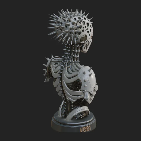 Medusa Cyborg Bust Statue Design 3