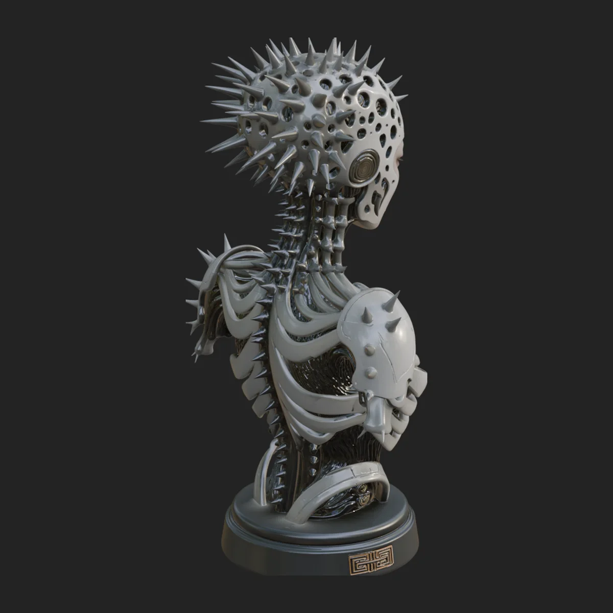 Medusa Cyborg Bust Statue Design 3
