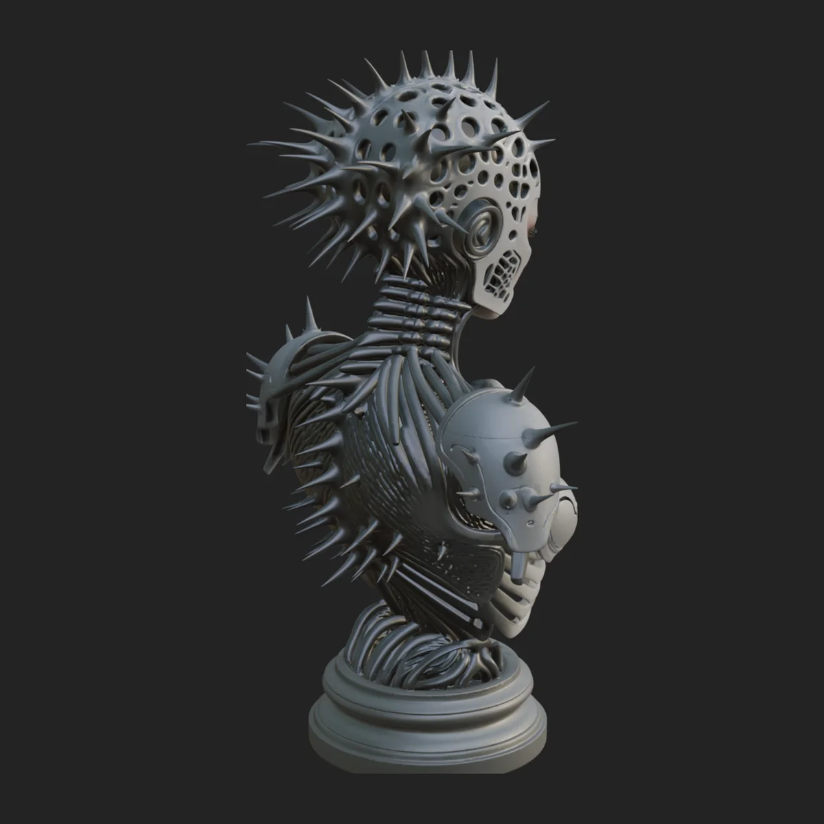 Medusa Cyborg Bust Statue Design 4