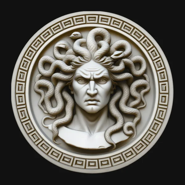 Medusa Greek Key Relief Medallion Pendant Design 1