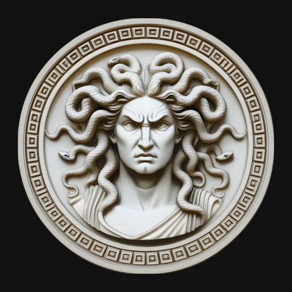 Medusa Greek Key Relief Medallion Pendant Design 2