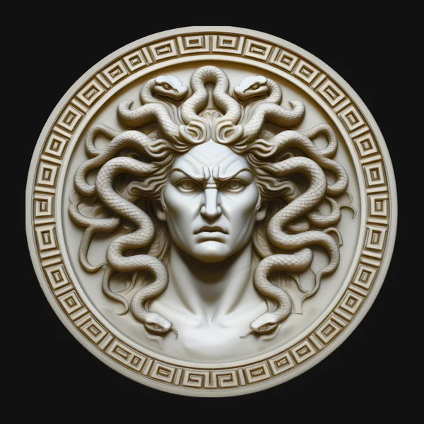 Medusa Greek Key Relief Medallion Pendant Design 3