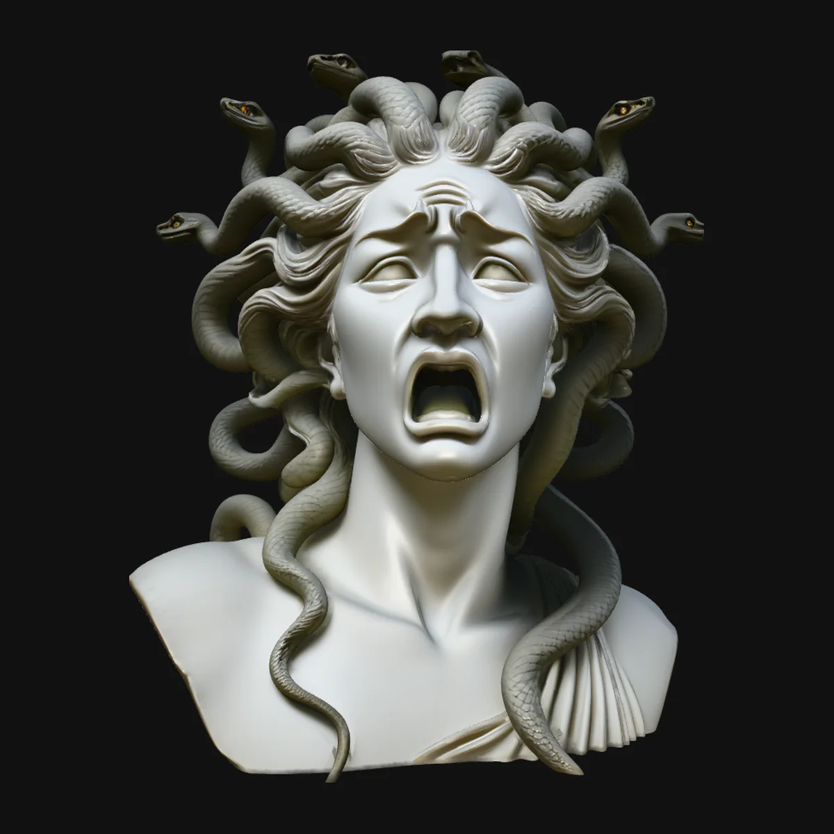 Medusa Screaming Bust Statue Design 1