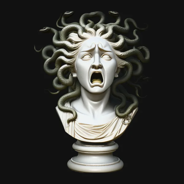 Medusa Screaming Bust Statue Design 2