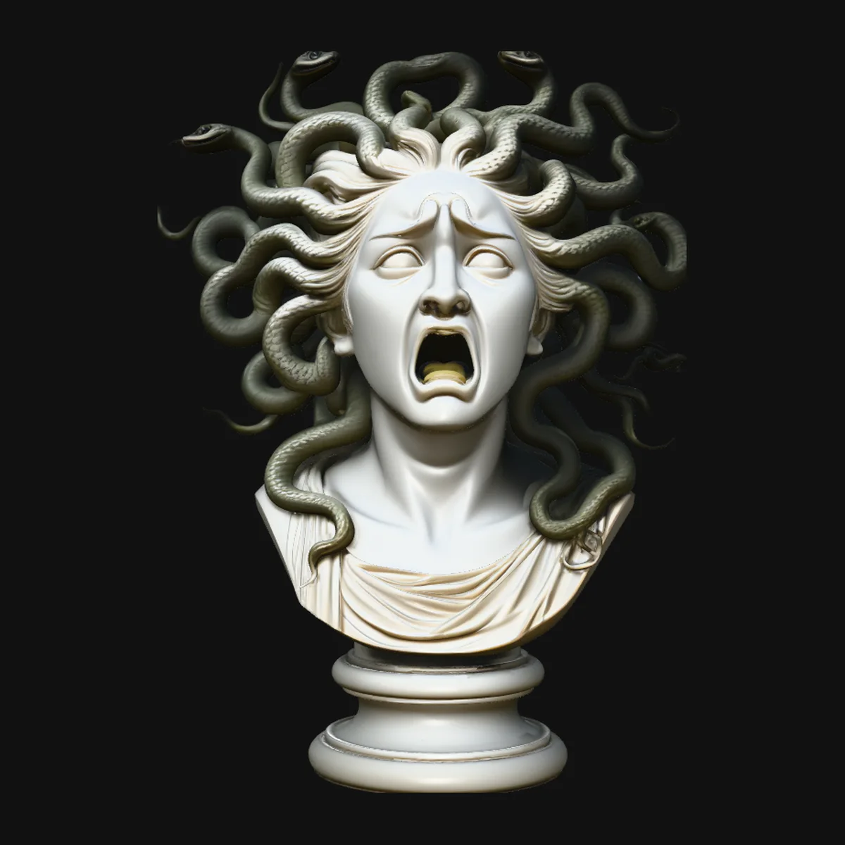 Medusa Screaming Bust Statue Design 2