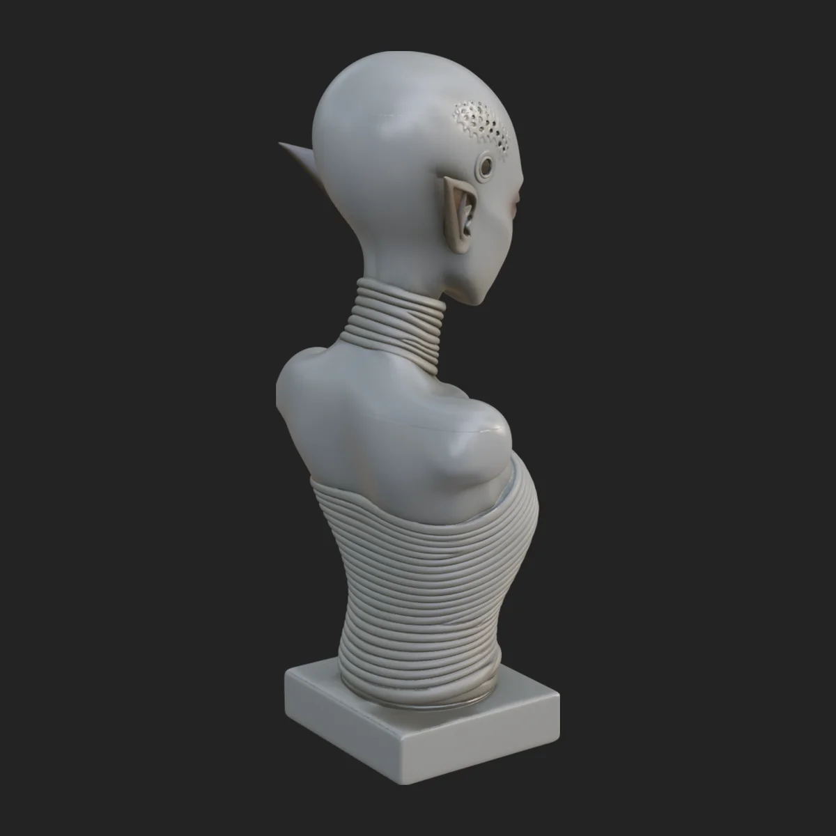 Minimalist Alien Bust Statue Design 3